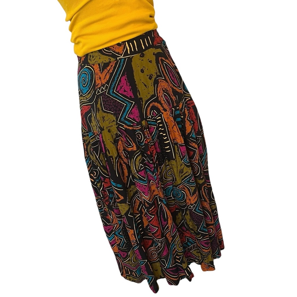 80s vintage abstract midi maxi skirt size small - Picture 3 of 14